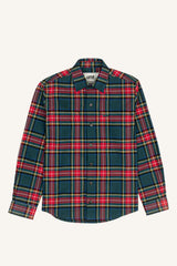 Casual cotton flannel shirt - Green, red and yellow