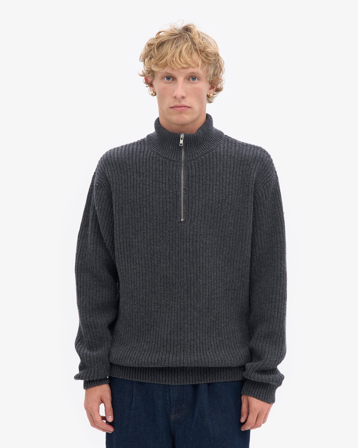 Merino Quarter Zip  - Lava Grey