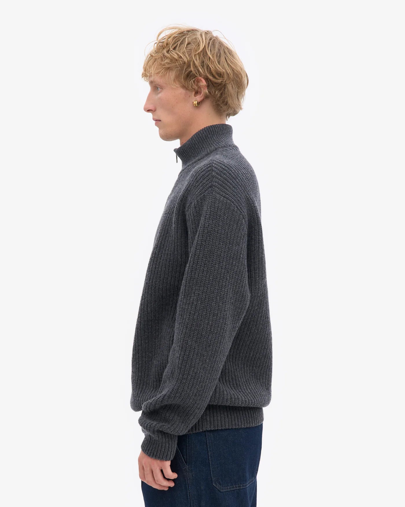 Merino Quarter Zip  - Lava Grey