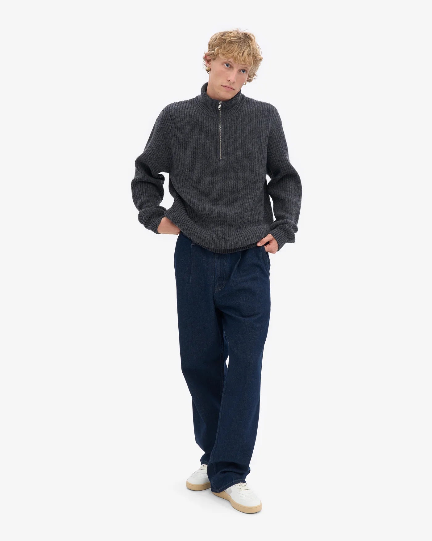 Merino Quarter Zip  - Lava Grey