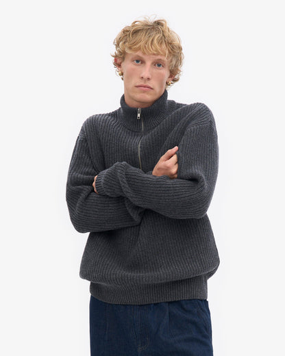 Merino Quarter Zip  - Lava Grey