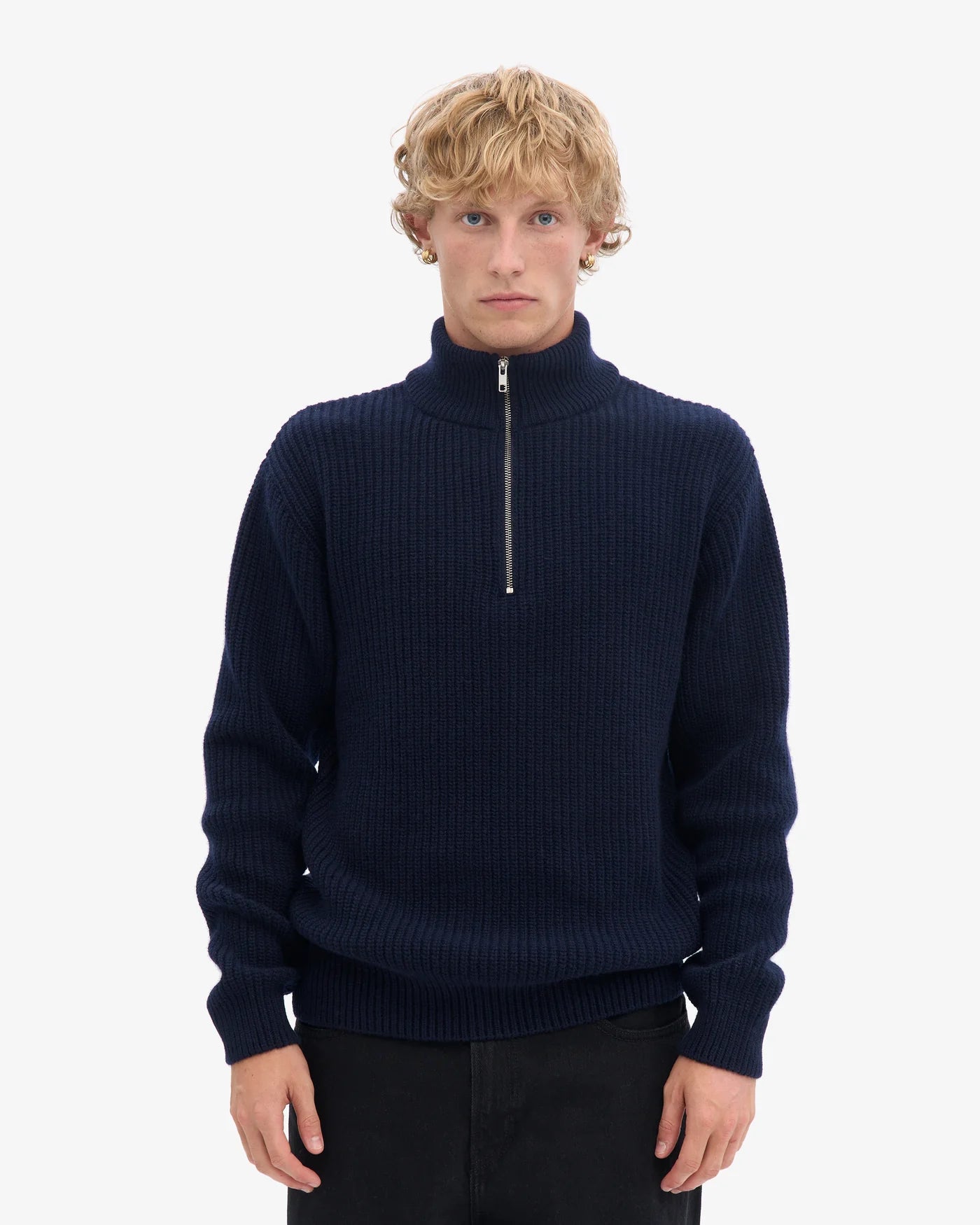 Merino Quarter Zip  - Navy Blue