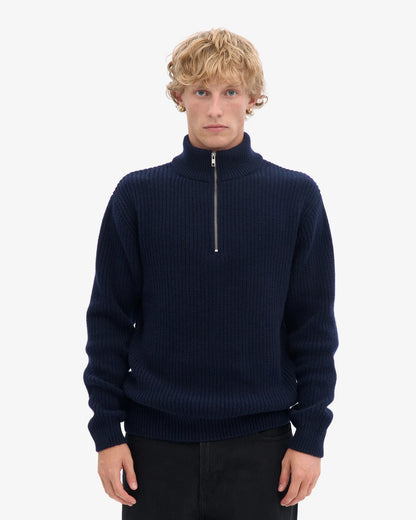 Merino Quarter Zip  - Navy Blue