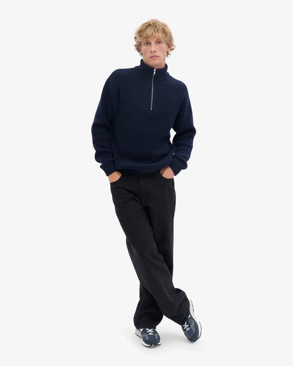Merino Quarter Zip  - Navy Blue