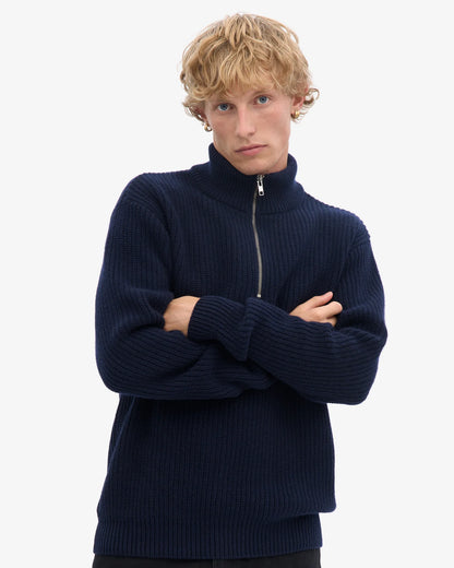 Merino Quarter Zip  - Navy Blue