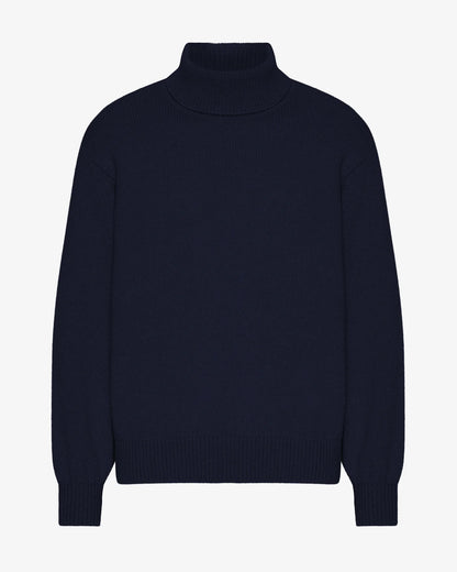 Merino Wool Turtleneck - Navy Blue