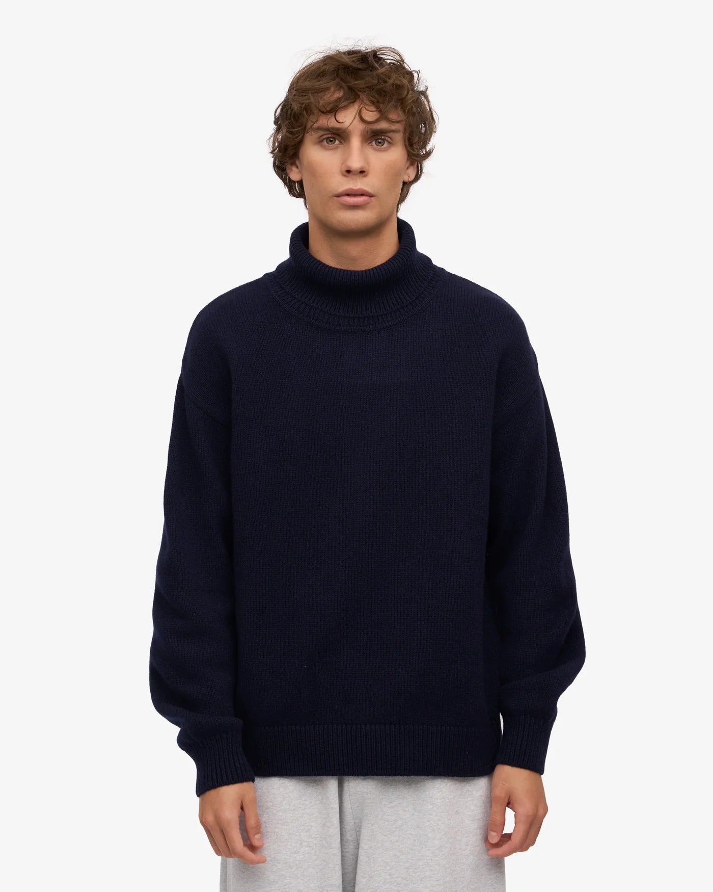 Merino Wool Turtleneck - Navy Blue