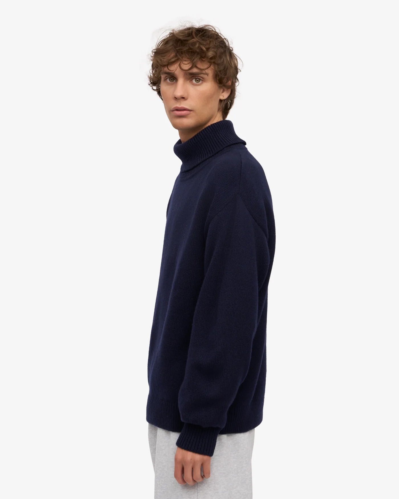 Merino Wool Turtleneck - Navy Blue
