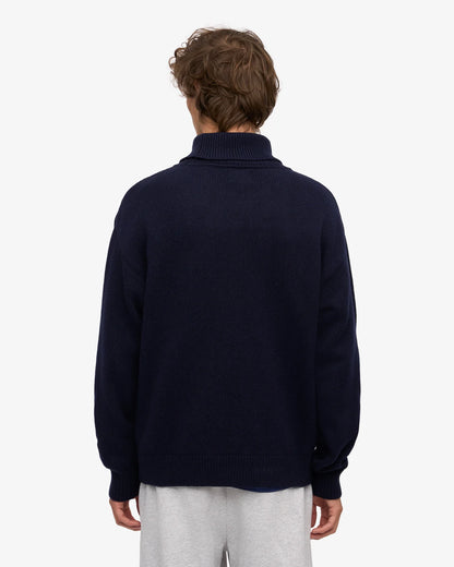 Merino Wool Turtleneck - Navy Blue