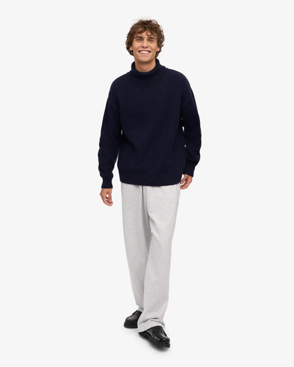 Merino Wool Turtleneck - Navy Blue