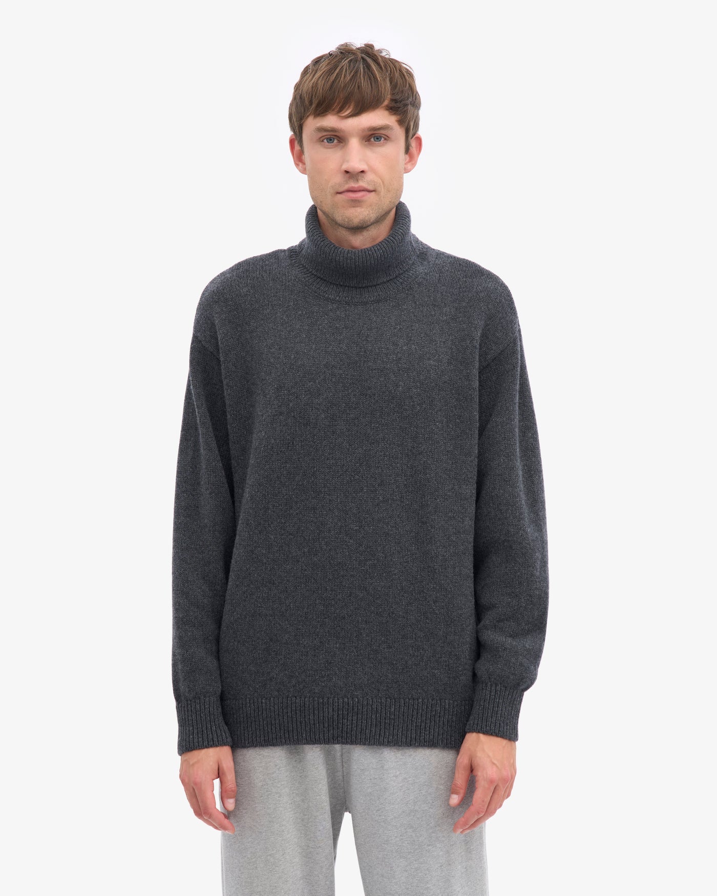 Merino Wool Turtleneck - Lava Grey