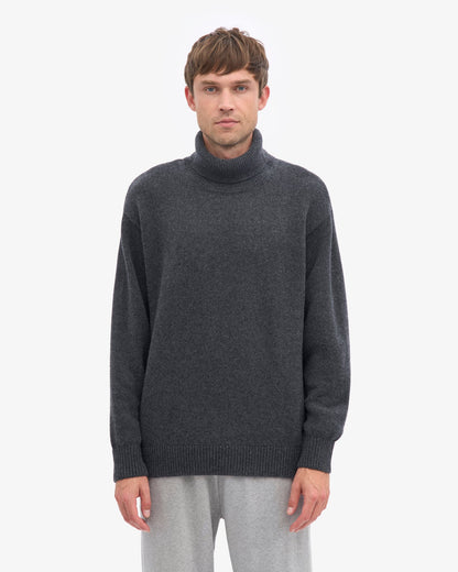 Merino Wool Turtleneck - Lava Grey