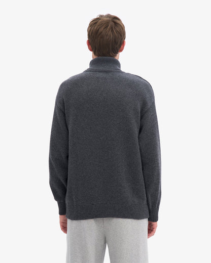 Merino Wool Turtleneck - Lava Grey