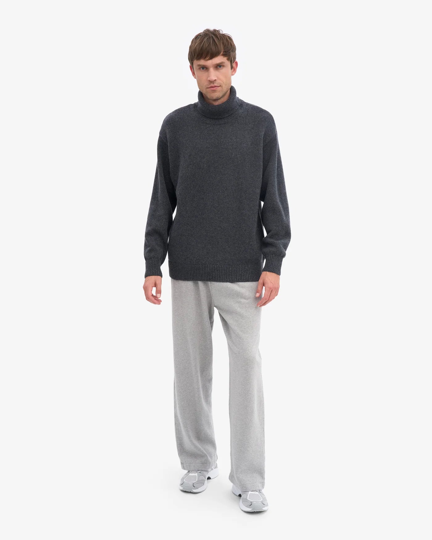 Merino Wool Turtleneck - Lava Grey