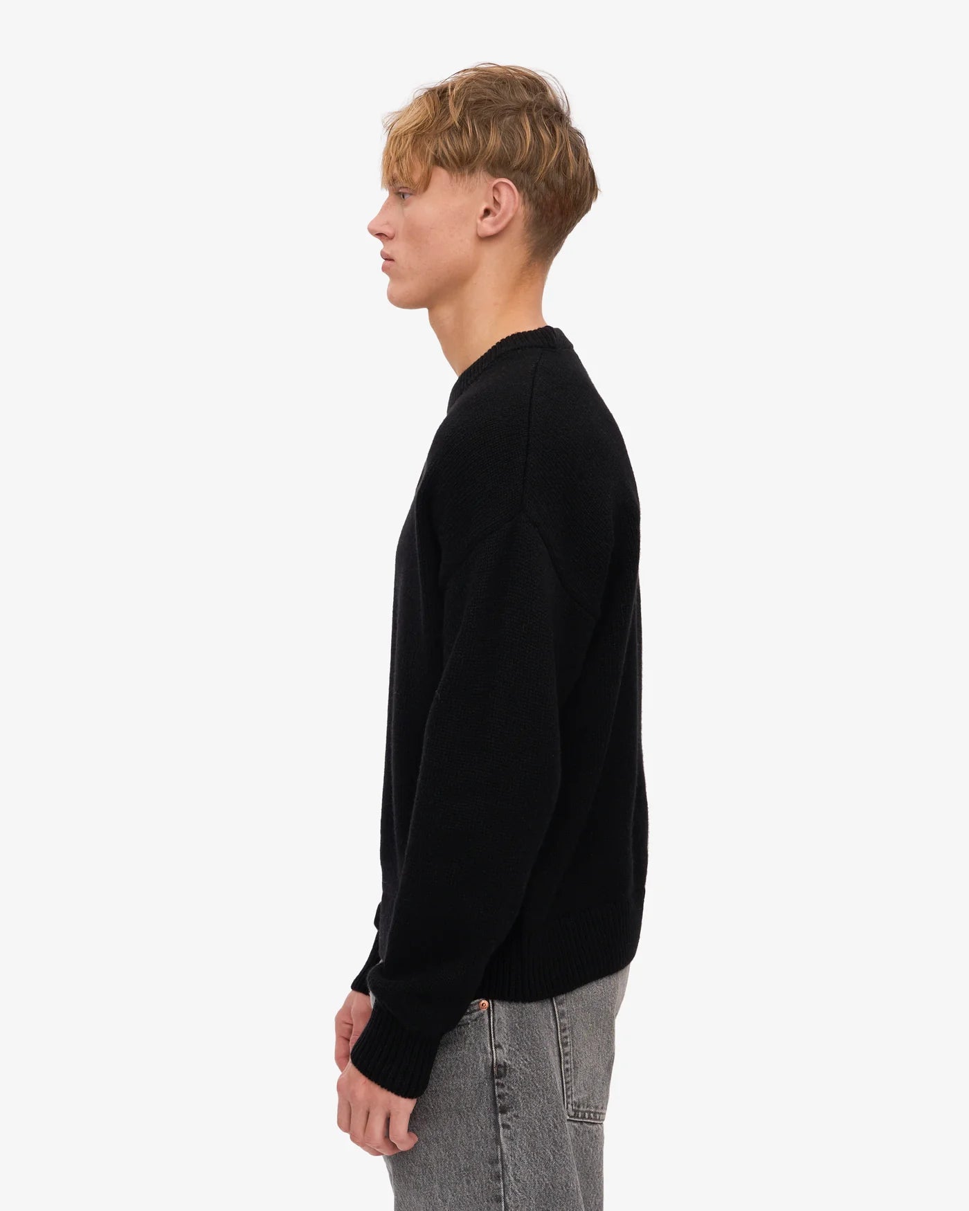 Oversized Merino Wool Crew - Deep Black