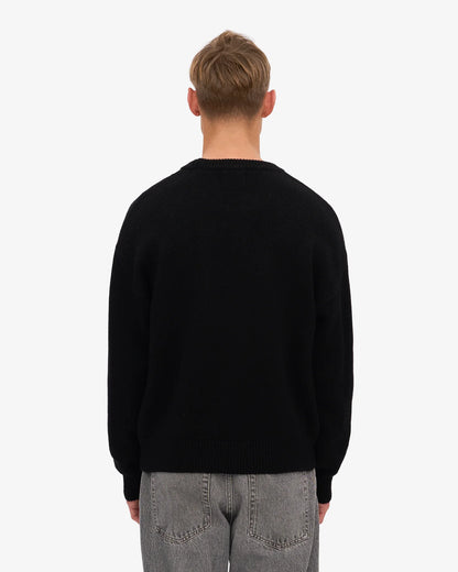 Oversized Merino Wool Crew - Deep Black