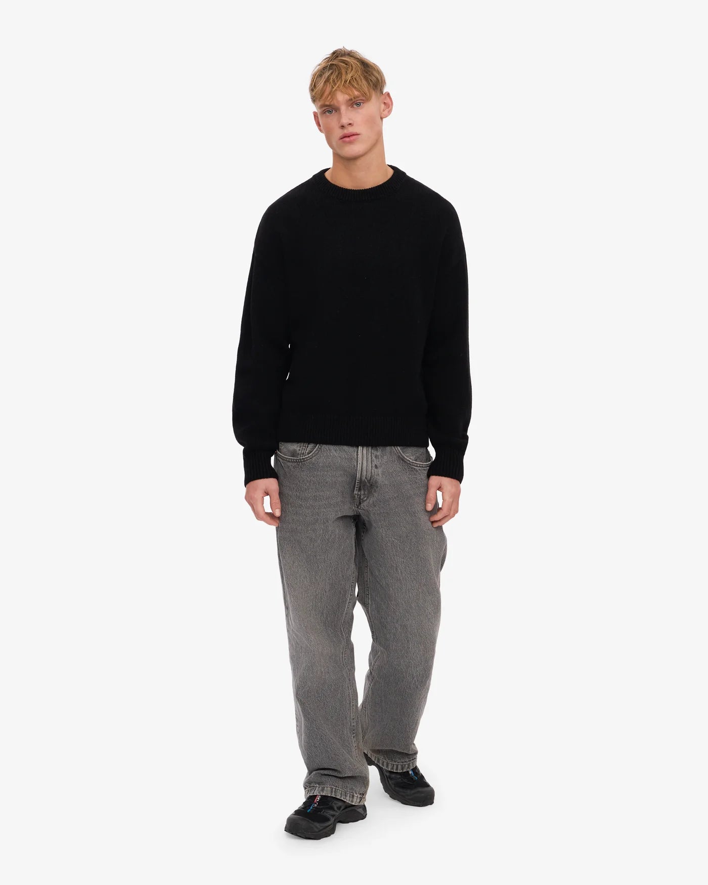 Oversized Merino Wool Crew - Deep Black