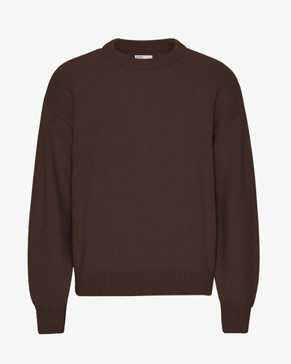 Oversized Merino Wool Crew - Coffee Brown