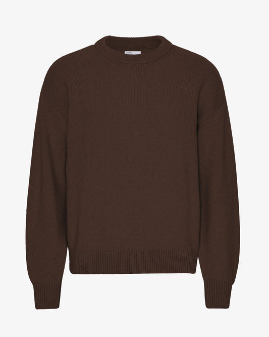 Oversized Merino Wool Crew - Coffee Brown