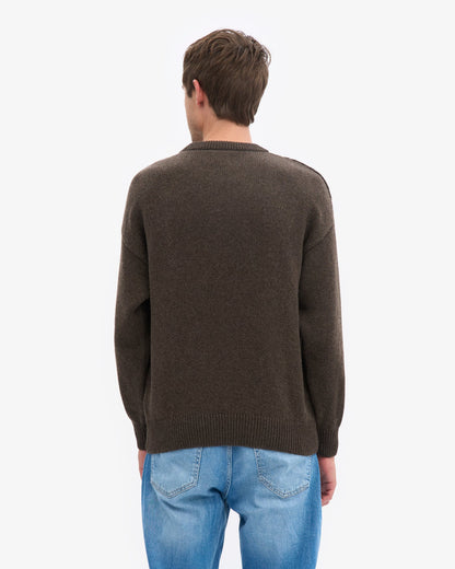 Oversized Merino Wool Crew - Coffee Brown