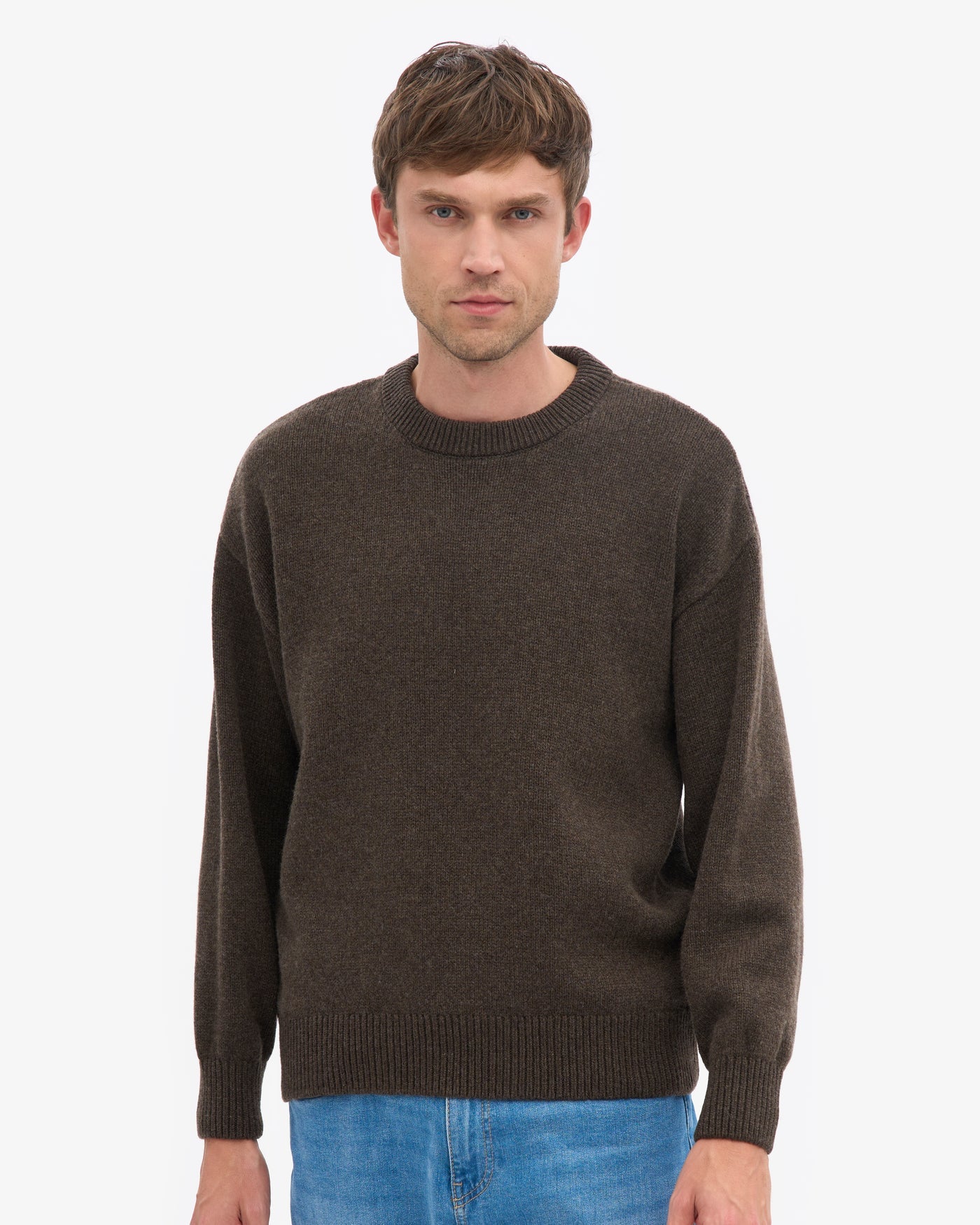 Oversized Merino Wool Crew - Coffee Brown
