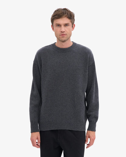 Oversized Merino Wool Crew - Lava Grey