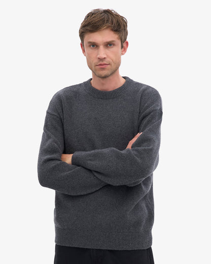 Oversized Merino Wool Crew - Lava Grey