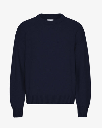 Oversized Merino Wool Crew - Navy Blue