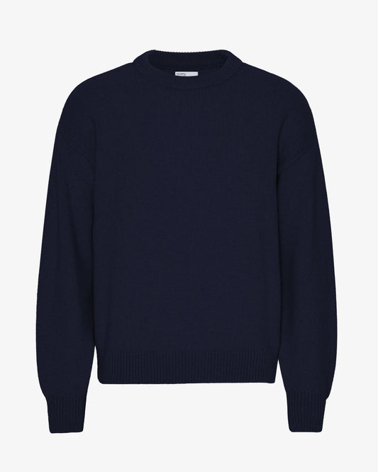 Oversized Merino Wool Crew - Navy Blue