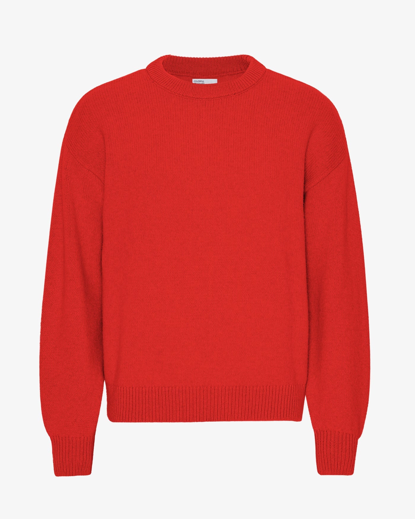 Oversized Merino Wool Crew - Red Tangerine