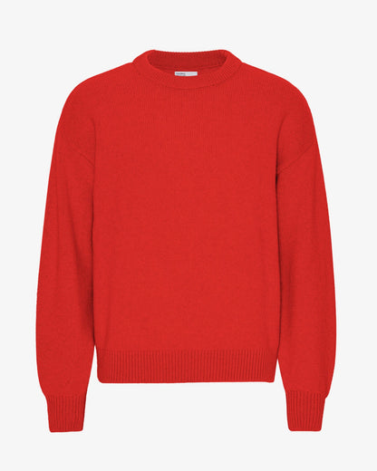 Oversized Merino Wool Crew - Red Tangerine