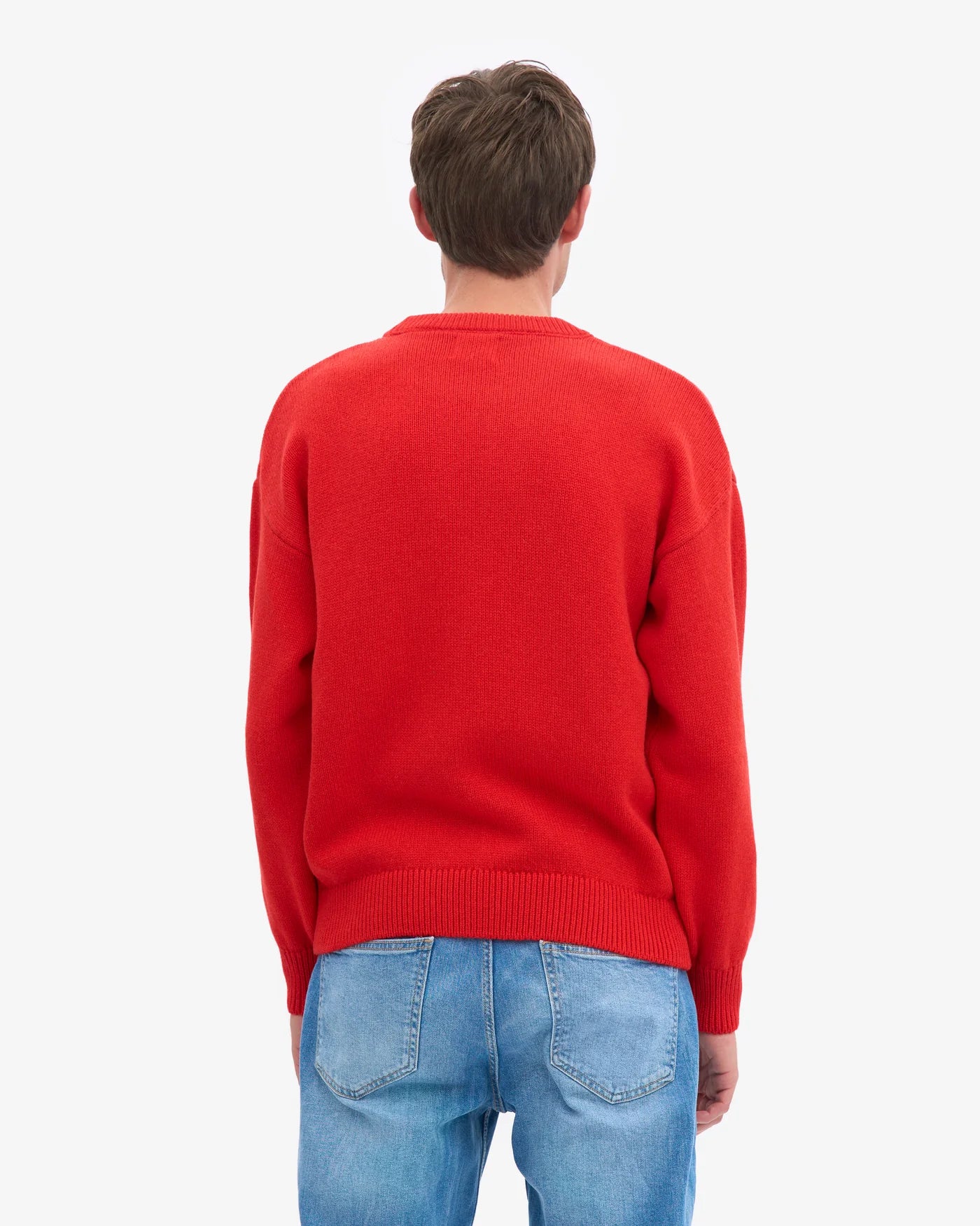 Oversized Merino Wool Crew - Red Tangerine