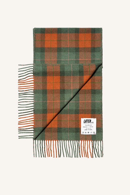 Echarpe en laine - Tartan orange et vert