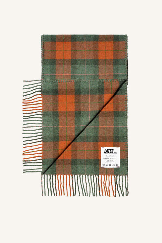 Echarpe en laine - Tartan orange et vert