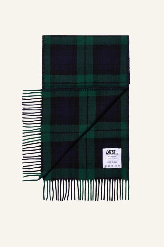 Echarpe en laine - Tartan marine et vert