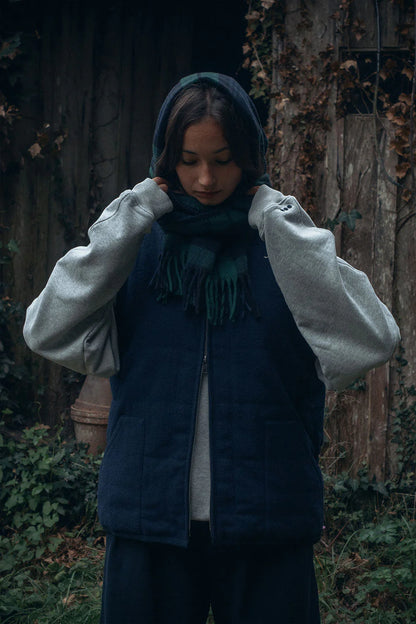 Echarpe en laine - Tartan marine et vert