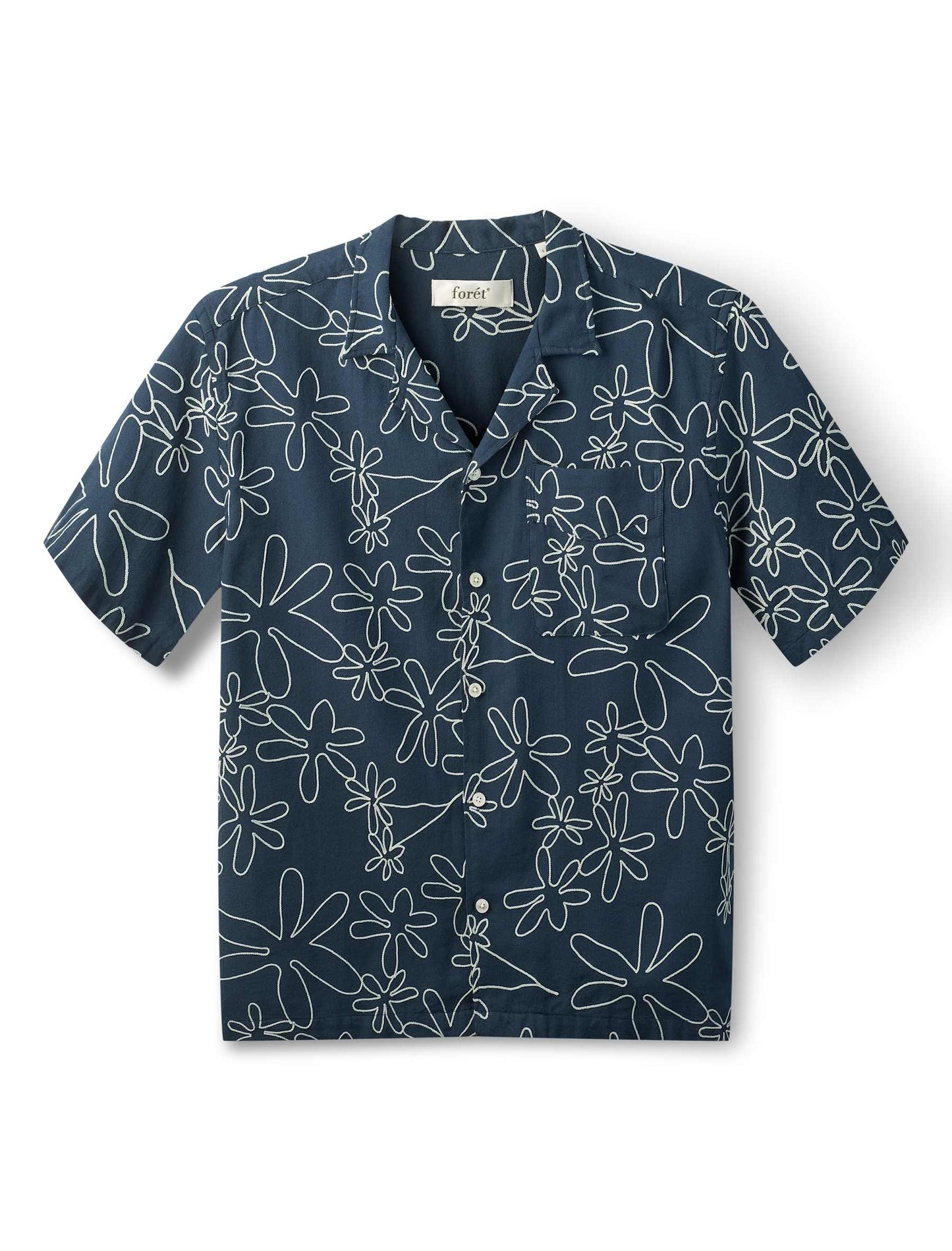 Peer Embroidery SS Shirt - Navy
