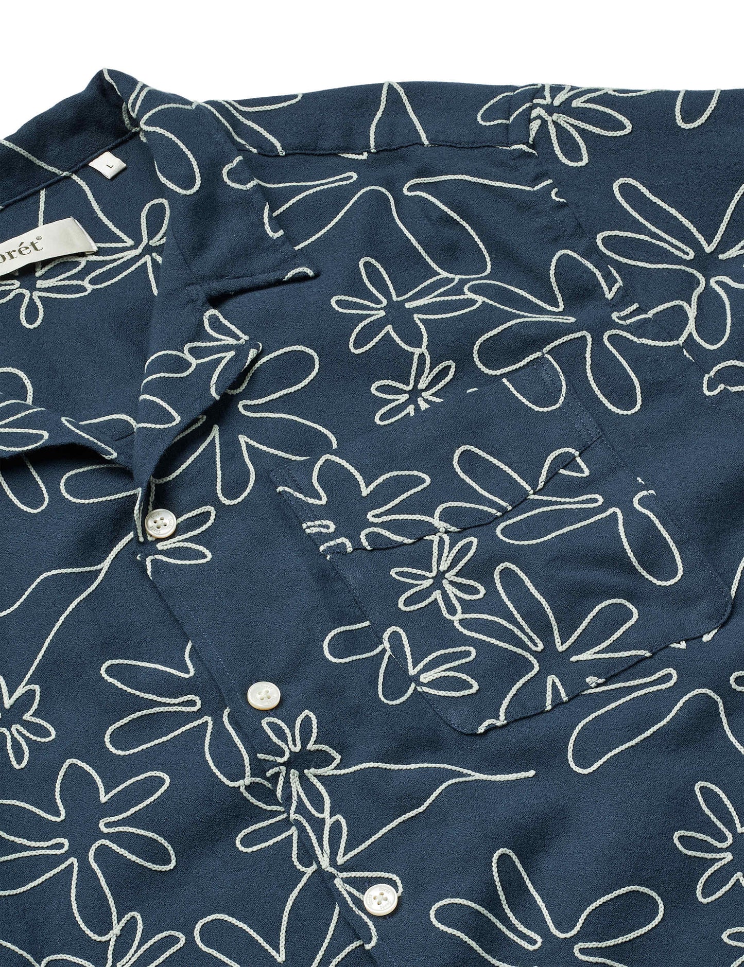 Peer Embroidery SS Shirt - Navy