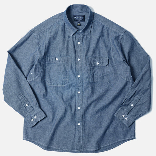 1920s Chambray Work Shirt - Blue