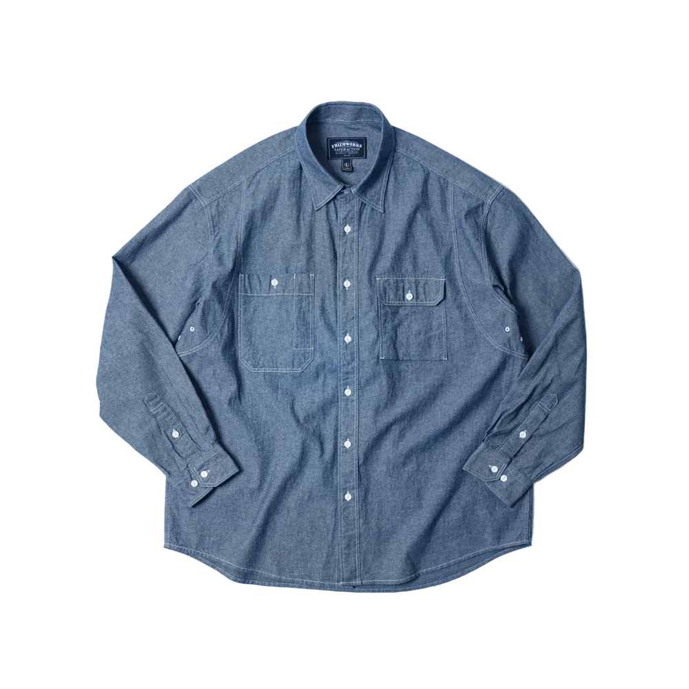 1920s Chambray Work Shirt - Blue