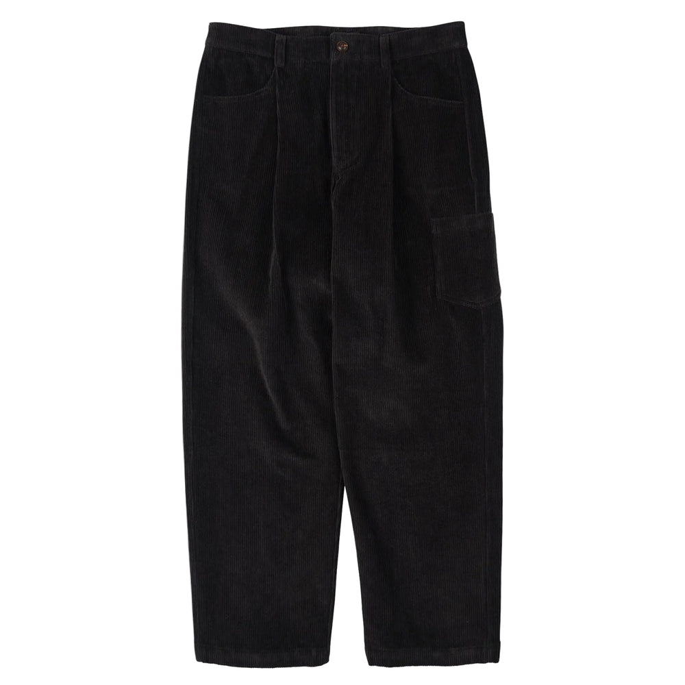 Corduroy Wide One Tuck Pant - Charcoal