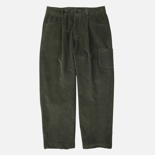Corduroy Wide One Tuck Pant - Olive