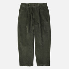 Corduroy Wide One Tuck Pant - Olive