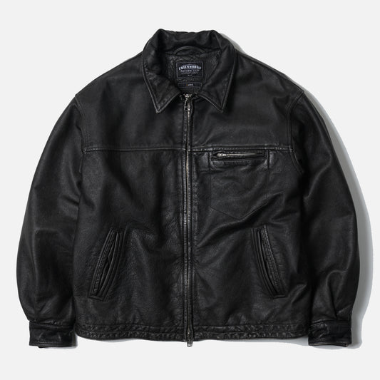 Destroyed Cowhide Leather Jacket - Washed Black