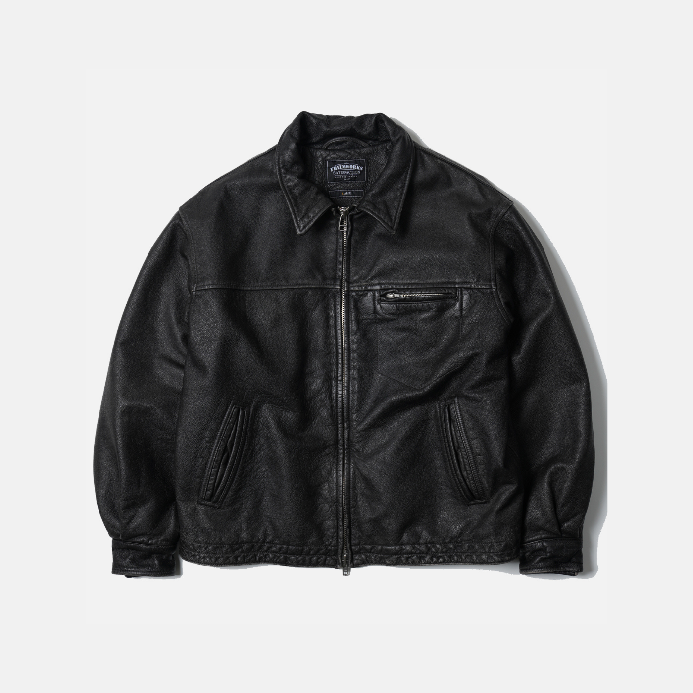 Destroyed Cowhide Leather Jacket - Washed Black
