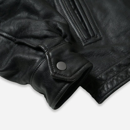 Destroyed Cowhide Leather Jacket - Washed Black
