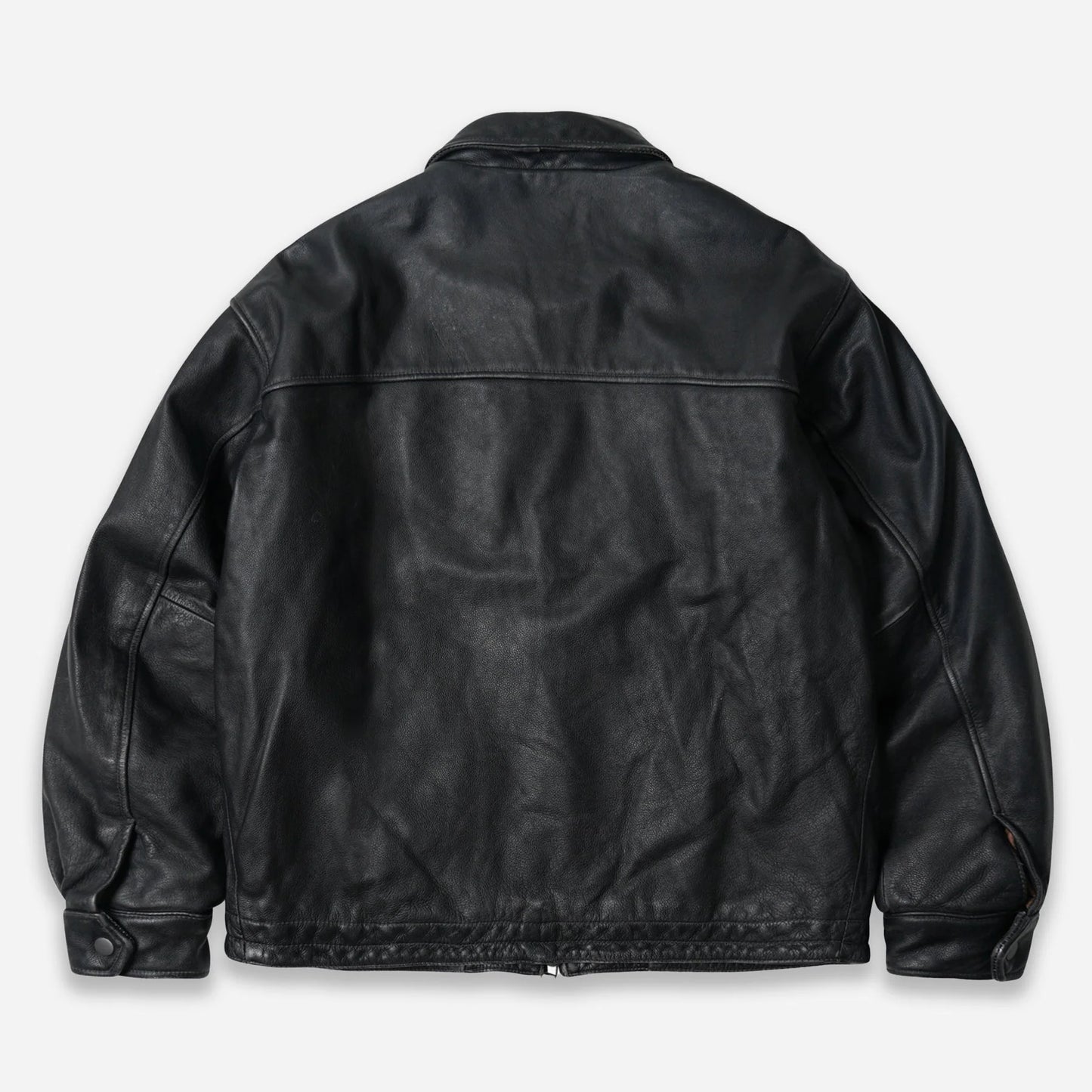 Destroyed Cowhide Leather Jacket - Washed Black