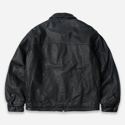 Destroyed Cowhide Leather Jacket - Washed Black