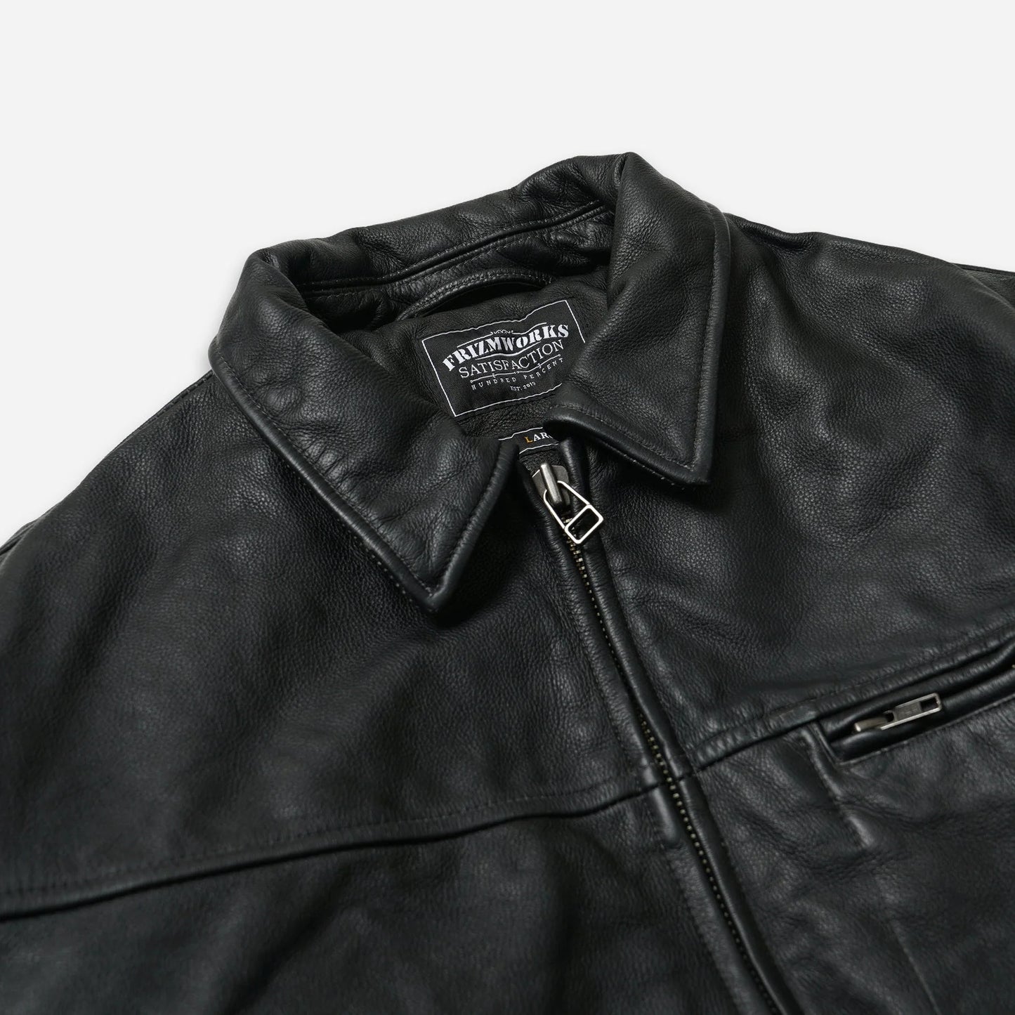 Destroyed Cowhide Leather Jacket - Washed Black