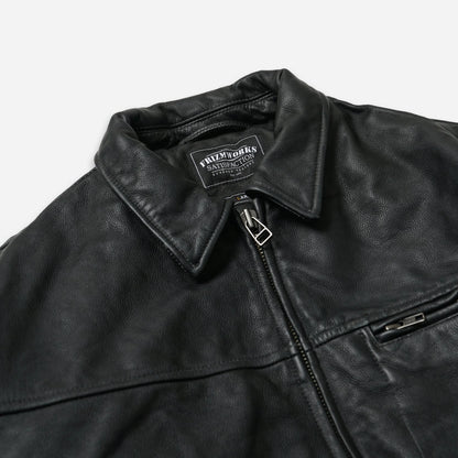 Destroyed Cowhide Leather Jacket - Washed Black